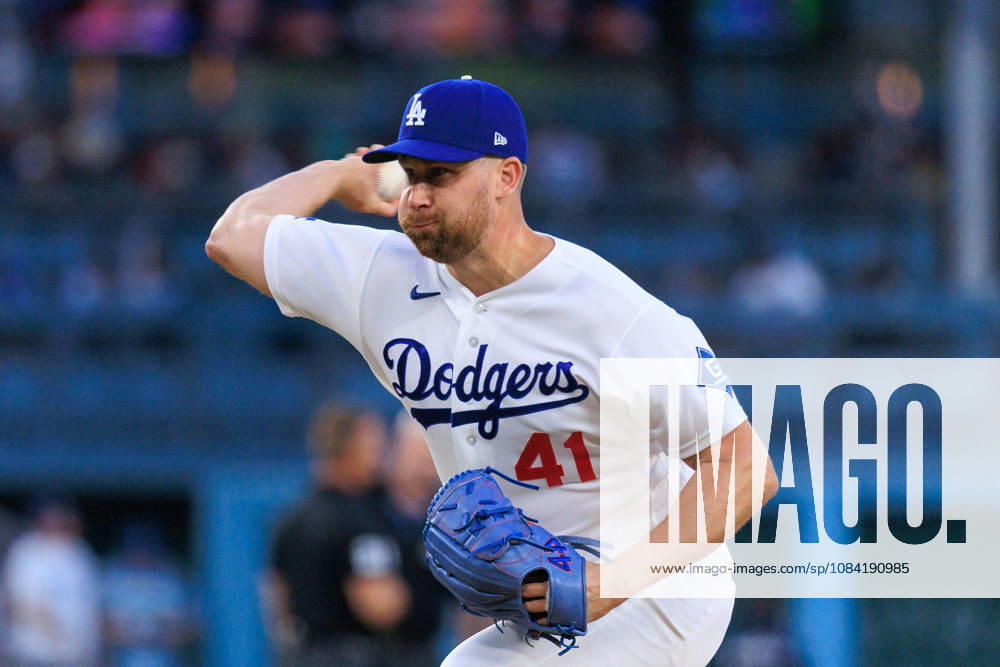 Relief pitcher, Brock Stewart 41 of the Los Angeles Dodgers during NLDS Game 2 against the Atlanta Braves on Sunday October 4, 2026 at Dodger Stadium in Los Angeles, California. Dodgers lose to Braves, 2-3. JAVIER ROJAS PI Dodgers Vs. Braves NLDS - Game 2 - ZUMAp124 20261004_zaa_p124_094