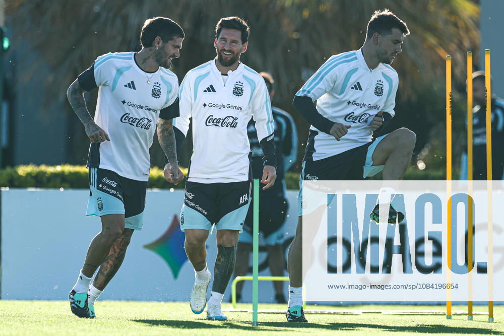 Argentina’s forward Lionel Messi and his teammates take part in a training session at the AFA (Argentine Football Association) training center in Ezeiza, Buenos Aires Province, on October 5, 2026, ahead of the upcoming friendly soccer matches against the Benin national team. Lionel Messi took part in the final training session of his professional career with the Argentine national team before his farewell match. Photo by Alejandro Pagni PHOTOxPHOTO