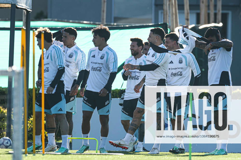 Argentina’s forward Lionel Messi and his teammates take part in a training session at the AFA (Argentine Football Association) training center in Ezeiza, Buenos Aires Province, on October 5, 2026, ahead of the upcoming friendly soccer matches against the Benin national team. Lionel Messi took part in the final training session of his professional career with the Argentine national team before his farewell match. Photo by Alejandro Pagni PHOTOxPHOTO