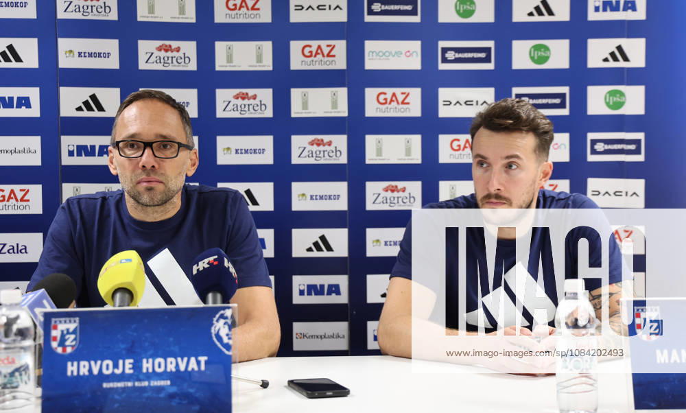 Press conference, PK, Pressekonferenz of HC Zagreb Head coach Hrvoje Horvat and Manuel Strlek of HC Zagreb speak on a press conference on October 06, 2026 in Zagreb, Croatia ahead of the EHF Champions League match between HC Zagreb and Aalborg Handbold. MarkoxPrpic PIXSELL