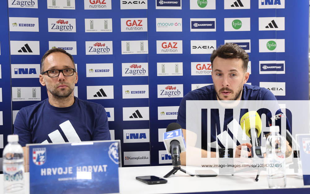 Press conference, PK, Pressekonferenz of HC Zagreb Head coach Hrvoje Horvat and Manuel Strlek of HC Zagreb speak on a press conference on October 06, 2026 in Zagreb, Croatia ahead of the EHF Champions League match between HC Zagreb and Aalborg Handbold. MarkoxPrpic PIXSELL