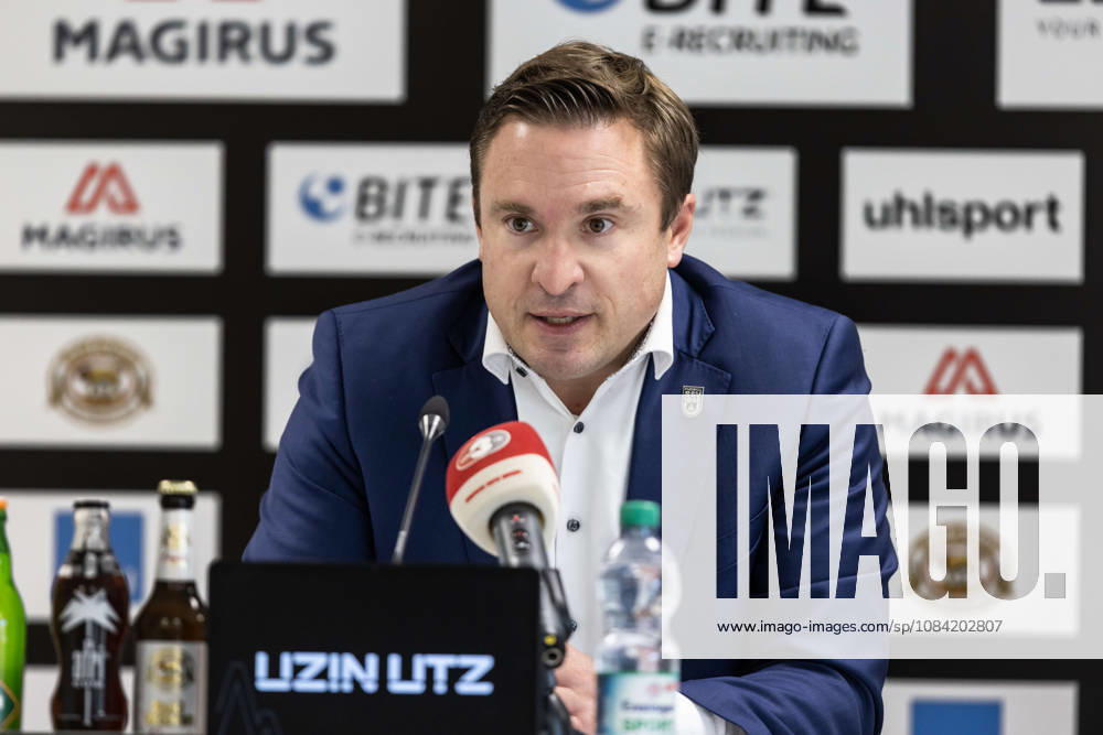 Press Conference: SSV Ulm 1846 Soccer – Introduction of Alois Schwartz, Soccer, Regionalliga Southwest, Donaustadion Ulm, October 6, 2026; cropped single image, portrait of Philipp Utz, SSV Ulm 1846 Soccer e.V., Chairman of the Supervisory Board; Press Conference: SSV Ulm 1846 Soccer, Introduction of Alois Schwartz, Soccer, Southwest Regional League, Donaustadion Ulm, October 26, 2006; Photo by Lucca Fundel, Ulm, Donaustadion, Baden-Württemberg, Germany