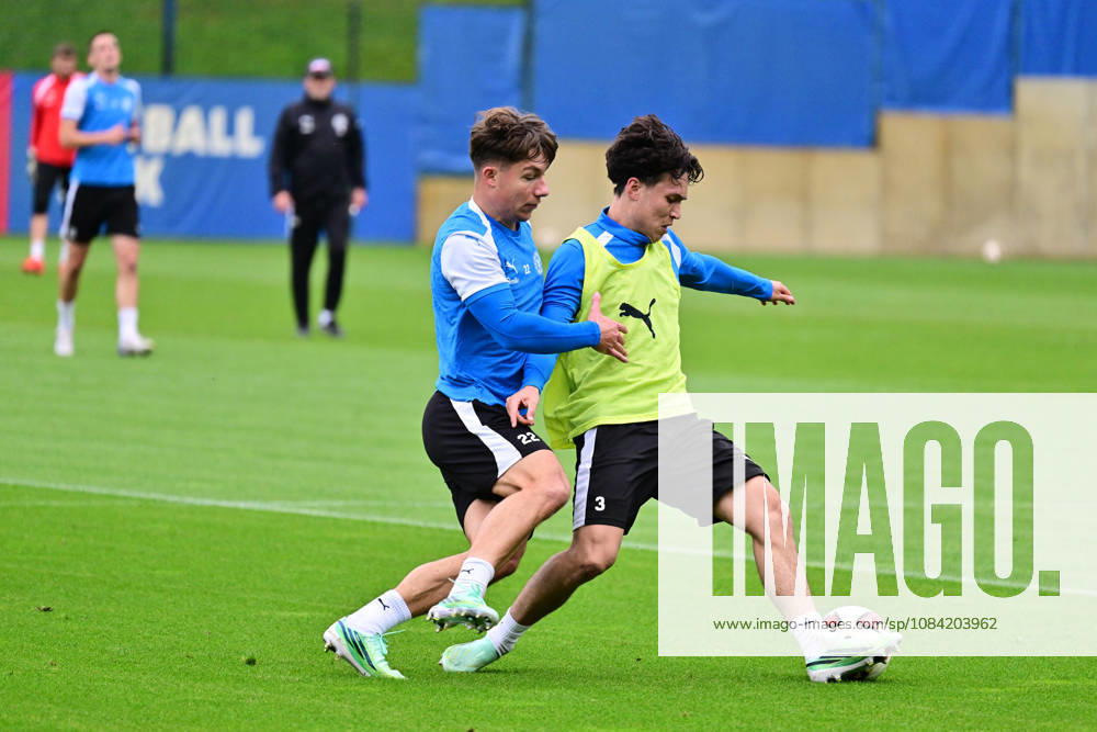 Soccer, Men s, 2nd Division Bundesliga, 2026–2027 Season, Holstein Kiel Practice, KSV Taisei Abe with the ball against Moritz Reimers Kiel, near Holstein Stadium Projensdorf, Training Center, Northern Schleswig-Holstein, Germany