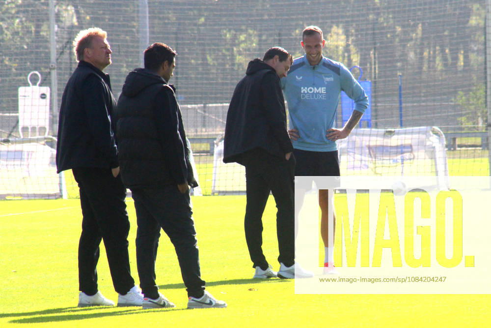 Germany, Soccer, 2. Bundesliga, 2026–2027 season, Sportforum, Hertha BSC, Training with Benjamin Weber, Sports Director, Hertha BSC Berlin, Gustaf Nilsson, Hertha BSC Berlin, 2nd Division, DFB and DFL regulations prohibit any use of photographs as image sequences and or quasi-video. nordphoto GmbH, Engler, Berlin, Sportforum, Berlin, Germany