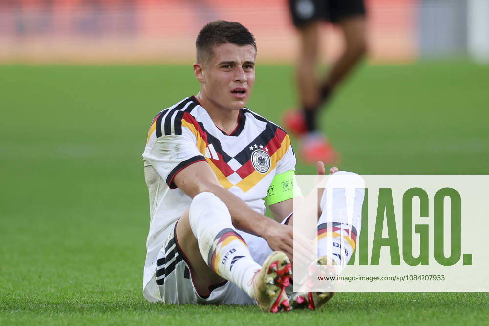 Nicolo Tresoldi of Germany looks dejected during the UEFA Under-21 EURO qualifier between Germany U21 and Georgia U21 at Almstadion on October 6, 2026, in Bielefeld, Germany. Photo by Marco Steinbrenner, DeFodi Images