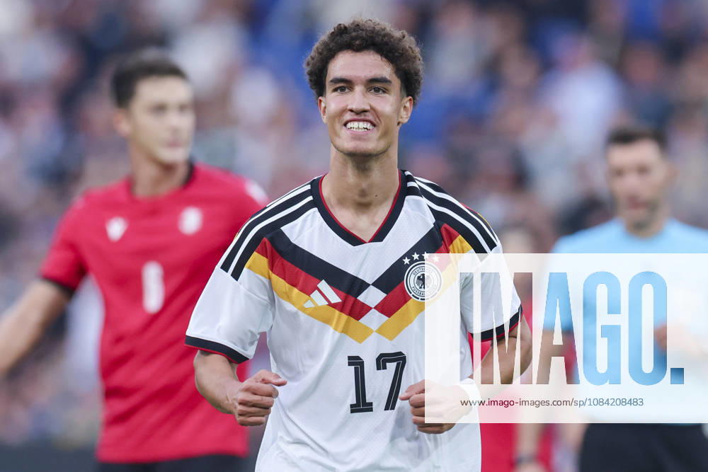 Noah Darvich of Germany celebrates after scoring his team s first goal during the UEFA Under-21 EURO qualifier between Germany U21 and Georgia U21 at Almstadion on October 6, 2026, in Bielefeld, Germany. Photo by Marco Steinbrenner, DeFodi Images