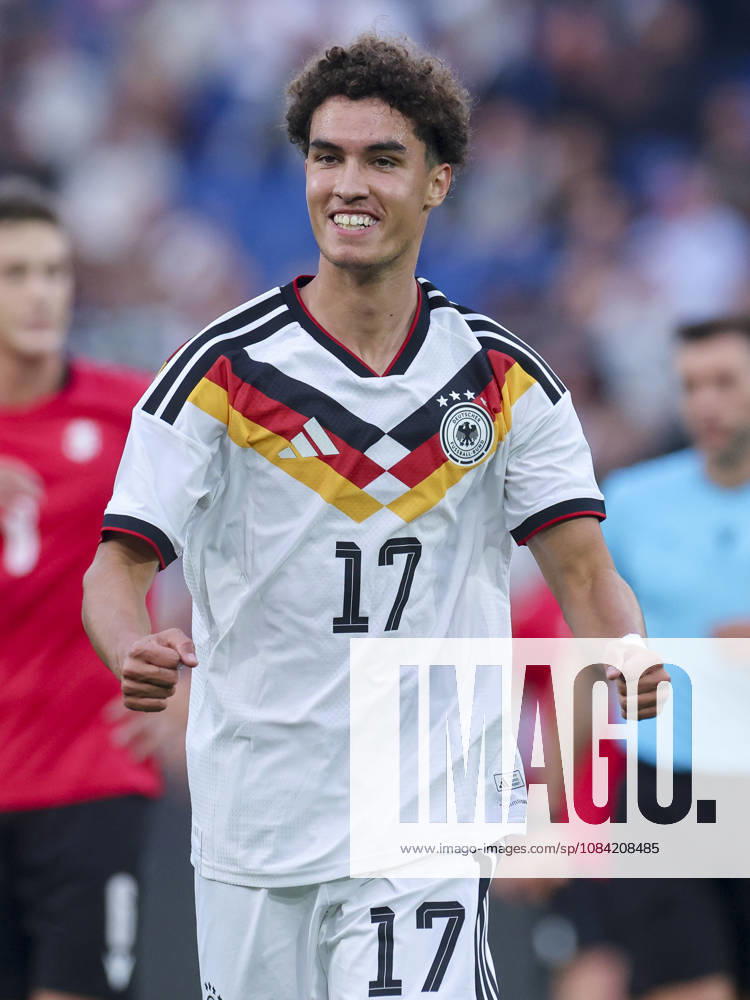 Noah Darvich of Germany celebrates after scoring his team s first goal during the UEFA Under-21 EURO qualifier between Germany U21 and Georgia U21 at Almstadion on October 6, 2026, in Bielefeld, Germany. Photo by Marco Steinbrenner, DeFodi Images