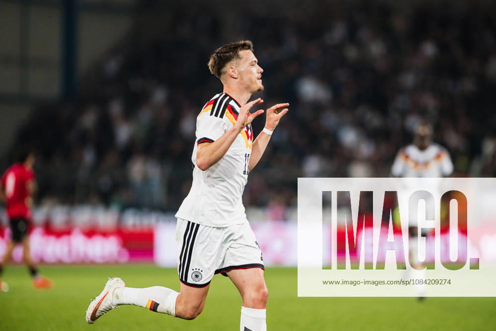 U-21 European Championship Qualifier: Germany vs. Georgia, October 6, 2026 – Goal, Celebration after Dženan Pejc’s 2-0 goalinovic Germany, 11 Soccer, U-21 European Championship Qualifiers, Matchday 10: Germany vs. Georgia on October 6, 2026, Bielefeld DFB REGULATIONS PROHIBIT ANY USE OF PHOTOGRAPHS AS IMAGE SEQUENCES AND OR QUASI-VIDEO