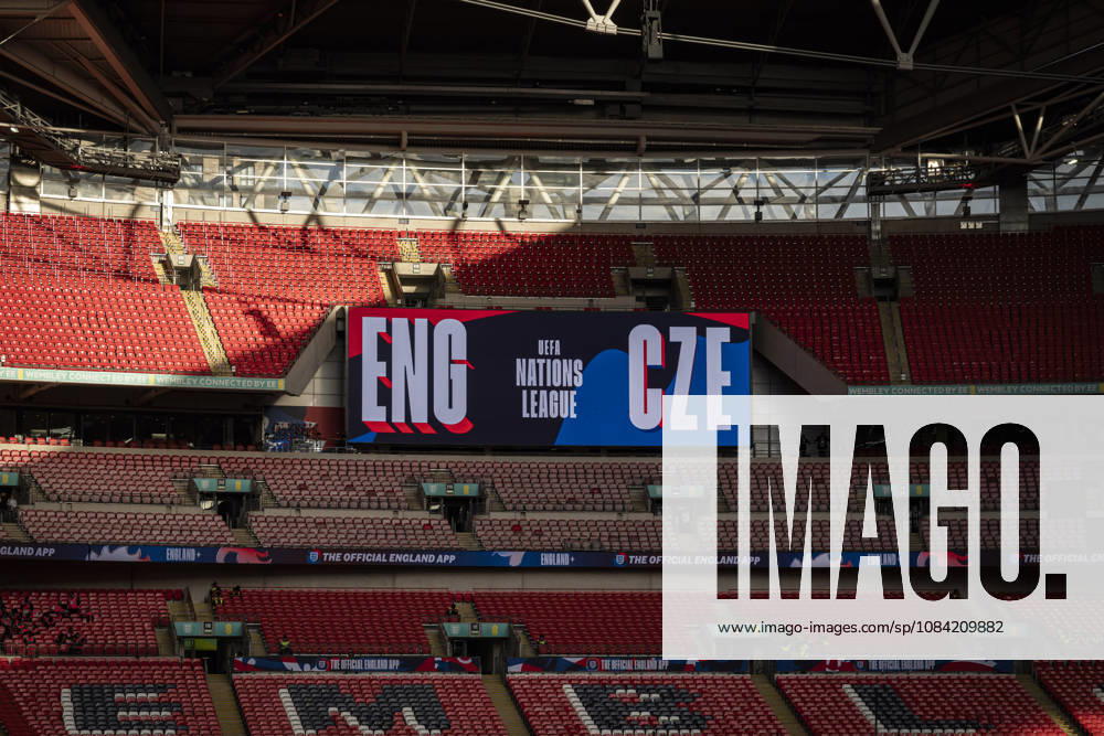 6th October 2026; Wembley Stadium, London, England; UEFA Nations League Football, England versus Czech Republic; The big screen in the stand showing the game details GodfreyxPitt