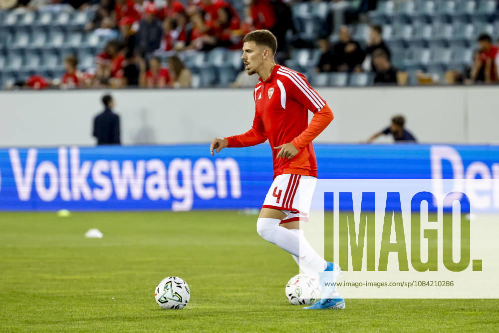 Andrej Stojcevski, North Macedonia, 04, warming up before kickoff, Switzerland, UEFA, Nations League, Matchday 4, Switzerland vs. North Macedonia, October 6, 2026, Lucerne, Swissporarena, Switzerland