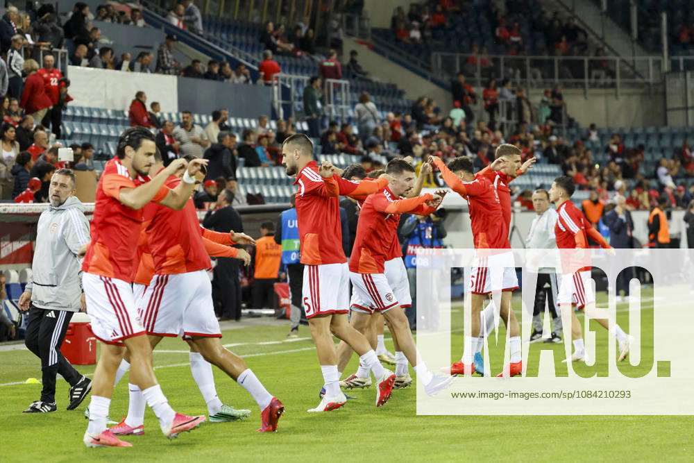 North Macedonia warming up before kickoff, Switzerland, UEFA, Nations League, Matchday 4, Switzerland vs. North Macedonia, October 6, 2026, Swissporarena, Lucerne, Switzerland