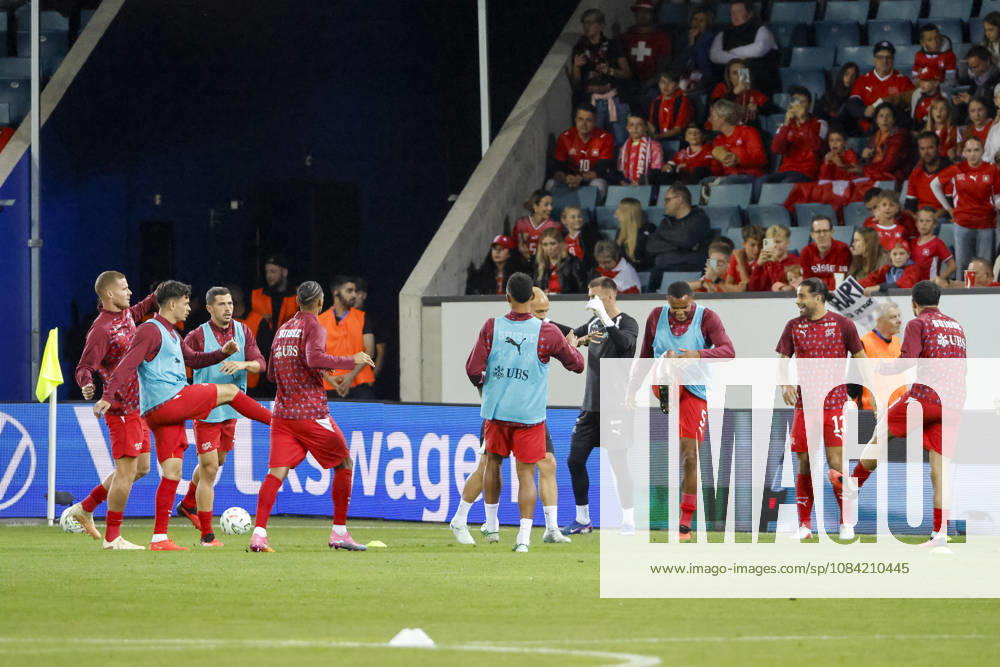 Switzerland warming up before kickoff, Switzerland, UEFA, Nations League, Matchday 4, Switzerland vs. North Macedonia, October 6, 2026, Swissporarena, Lucerne, Switzerland