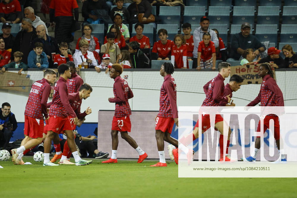 Switzerland warming up before kickoff, Switzerland, UEFA, Nations League, Matchday 4, Switzerland vs. North Macedonia, October 6, 2026, Lucerne Swissporarena, Switzerland
