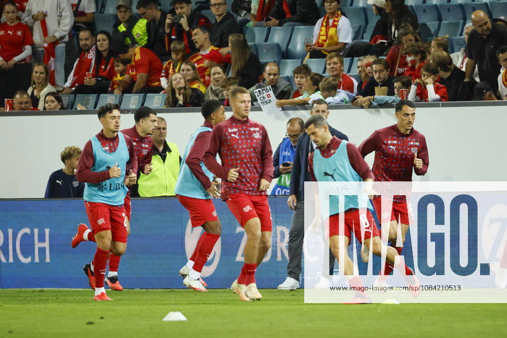 Switzerland warming up before kickoff, Switzerland, UEFA, Nations League, Matchday 4, Switzerland vs. North Macedonia, October 6, 2026, Lucerne Swissporarena, Switzerland