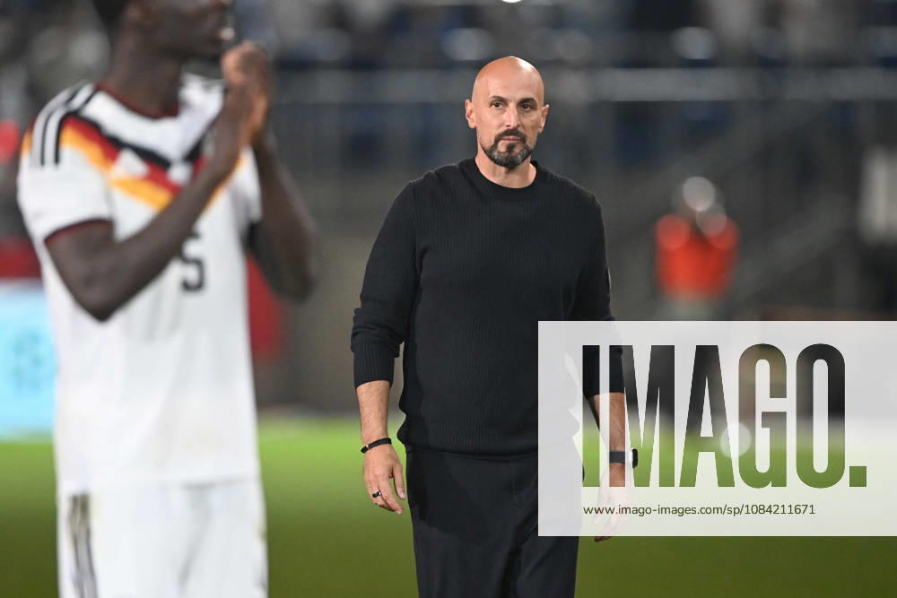 Victory celebrations, cheers, celebrating, joy, cheers, National Team Coach Antonio DI SALVO GER soccer international match, U21, European Championship Qualifiers, Germany vs. Georgia 2–0 on October 6, 2026, Schüco Arena, Bielefeld, Â