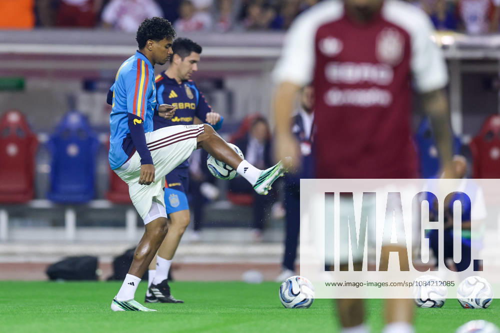 Croatia v Spain - UEFA Nations League 2026 27 Group A3 MD4 Lamine Yamal of Spain warms up prior to the UEFA Nations League 2026 27 group phase match between Croatia and Spain at Stadion Poljud on October 6, 2026 in Split, Croatia. SanjinxStrukic PIXSELL
