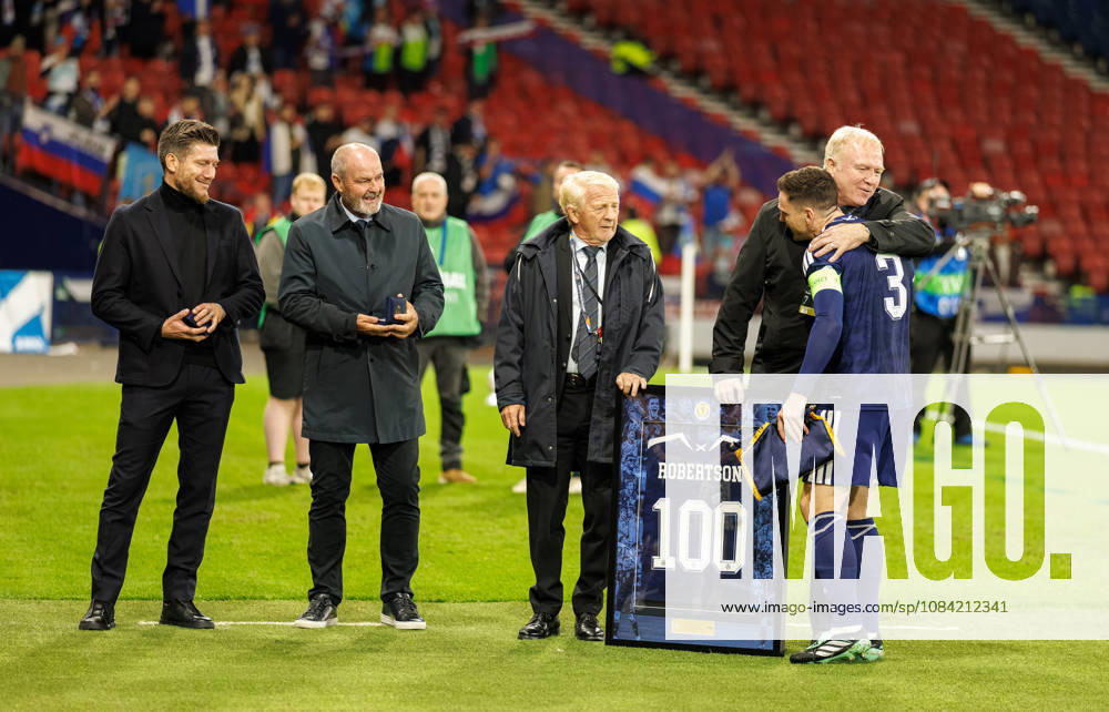 Scotland v Slovenia: Andy Robertson gets presentation for 100 Scotland caps