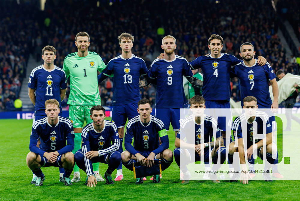 Scotland v Slovenia, UEFA Nations League, League B Group 1 : SCOTLAND TEAM.BACK ROW (L-R) Ryan Christie, Angus Gunn, Jack Hendry, Oli McBurnie, Luis Binks, John McGinn. FRONT ROW (L-R) Stephen Welsh, Billy Gilmour, Andy Robertson, Ben Gannon-Doak, Lewis Ferguson
