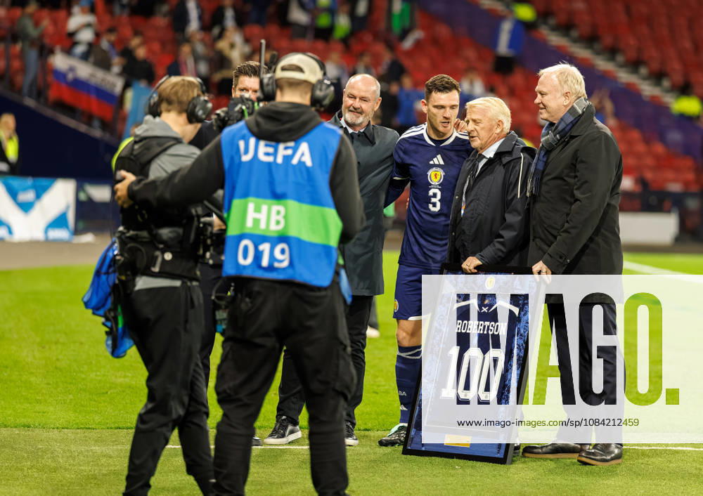 Scotland v Slovenia: Andy Robertson gets presentation for 100 Scotland caps