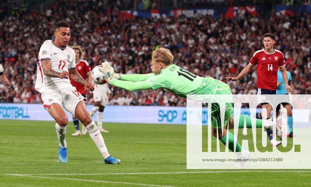 Czechia goalkeeper Lukas Hornicek is fouled by Morgan Rogers of England England v Czechia, UEFA Nations League, Football, Wembley Stadium, London, UK - 06 Oct 2026London Wembley Stadium United Kingdom