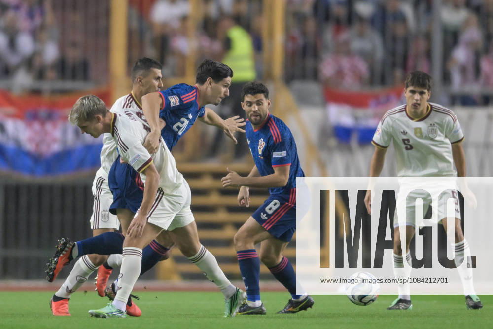 Croatia v Spain - UEFA Nations League 2026 27 Group A3 MD4 Dani Olmoof Spain and Igor Matanovic of Croatia battles for the ball during the UEFA Nations League 2026 27 group phase match between Croatia and Spain at Stadion Poljud on October 6, 2026 in Split, Croatia. IgorxSoban PIXSELL