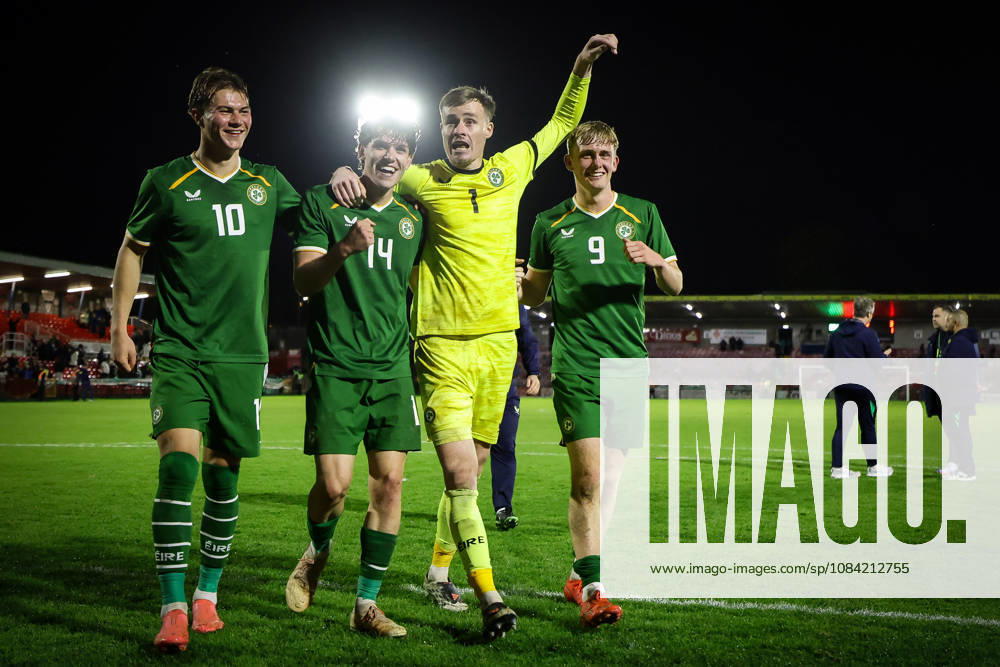 2027 UEFA Under 21 European Qualifier, Munster FA Turner s Cross, Cork 6 10 2026 Republic of Ireland vs England Ireland s Grady McDonnell, Rory Finneran, Noah Jauny and Michael Noonan celebrate after the match Grady McDonnell, Rory Finneran, Noah Jauny and Michael Noonan celebrate after the match 6 10 2026