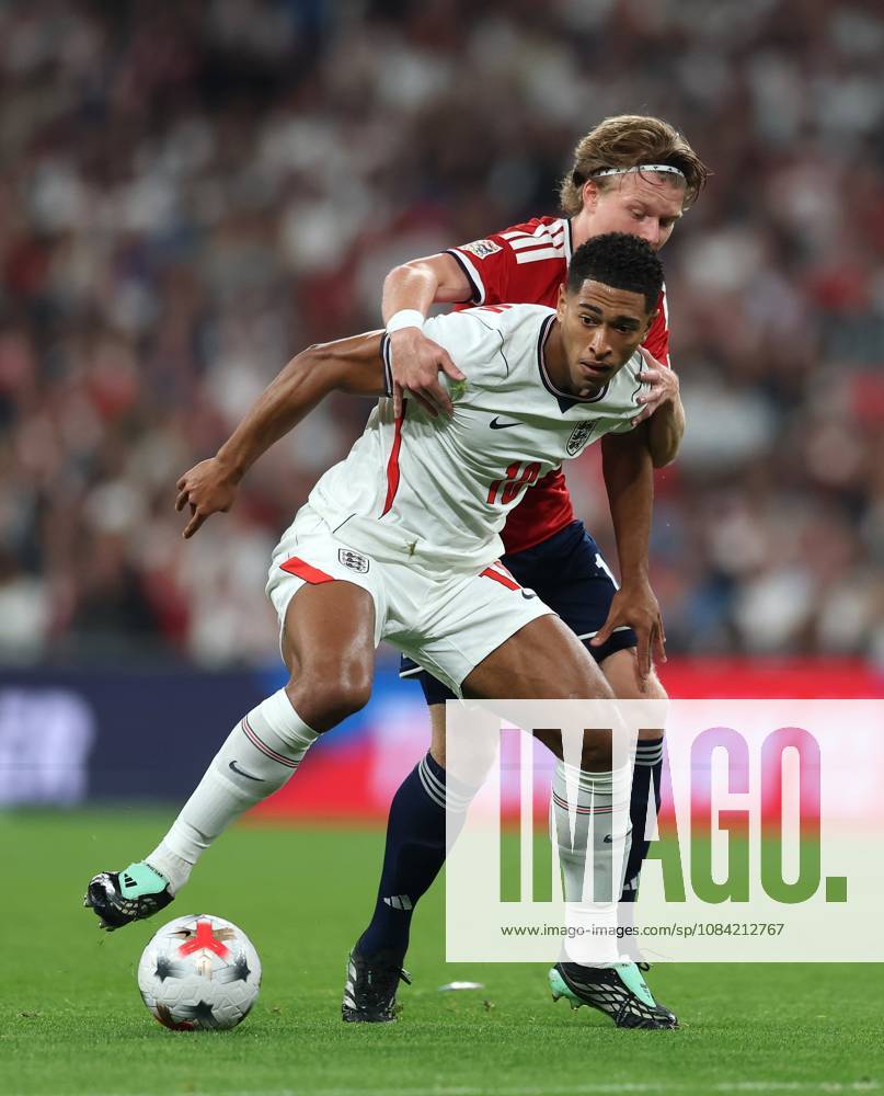 Jude Bellingham of England with Pavel Sulc of Czechia England v Czech Republic - UEFA Nations League - League A - Group 3. Football. Wembley Stadium, London, UK. 6 OCT 2026Wembley Wembley Stadium LONDON United Kingdom