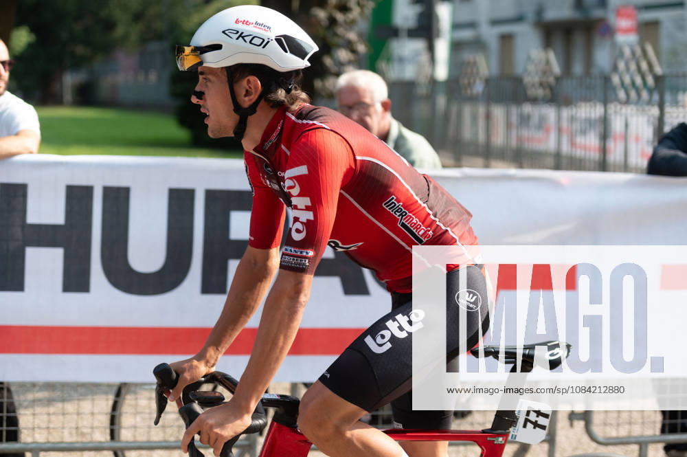 CYCLING - Road cycling, Rad, Radsport, Strasse - Tre Valli Varesine Photo by IPA ABACAPRESS.COM89374872 - Simone Gualdi, LOTTO INTERMARCHE, at the start of the 2026 Tre Valli Varesine in Busto Arsizio, Italy, on October 6, 2026 Varese Italy