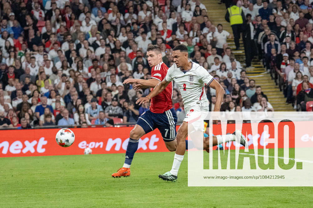 UEFA Nations League, England vs. Czech Republic, Jiri Slama, Czech Republic in a one-on-one battle against Trent Alexander-Arnold, England, London