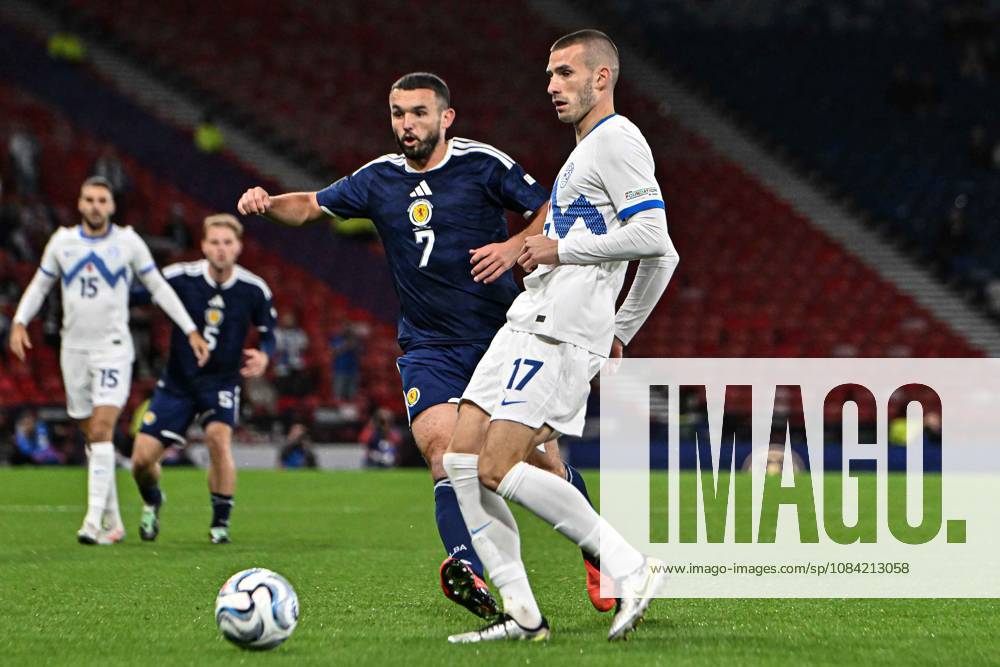 Scotland v Slovenia UEFA Nations League John McGinn of Scotland and David Zec of Slovenia during the UEFA Nations League match at Barclays Hampden, Glasgow 06 10 2026 UK Newspapers OUT