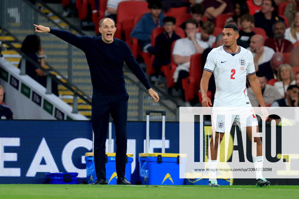 England v Czechia - UEFA Nations League 2026 27 Group A3 MD4 Thomas Tuchel, Head coach of England and Trent Alexander-Arnold on the side line during the UEFA Nations League 2026 27 group phase match between England and Czechia at Wembley Stadium on October 6, 2026 in London, England. London Wembley Stadium England United Kingdom