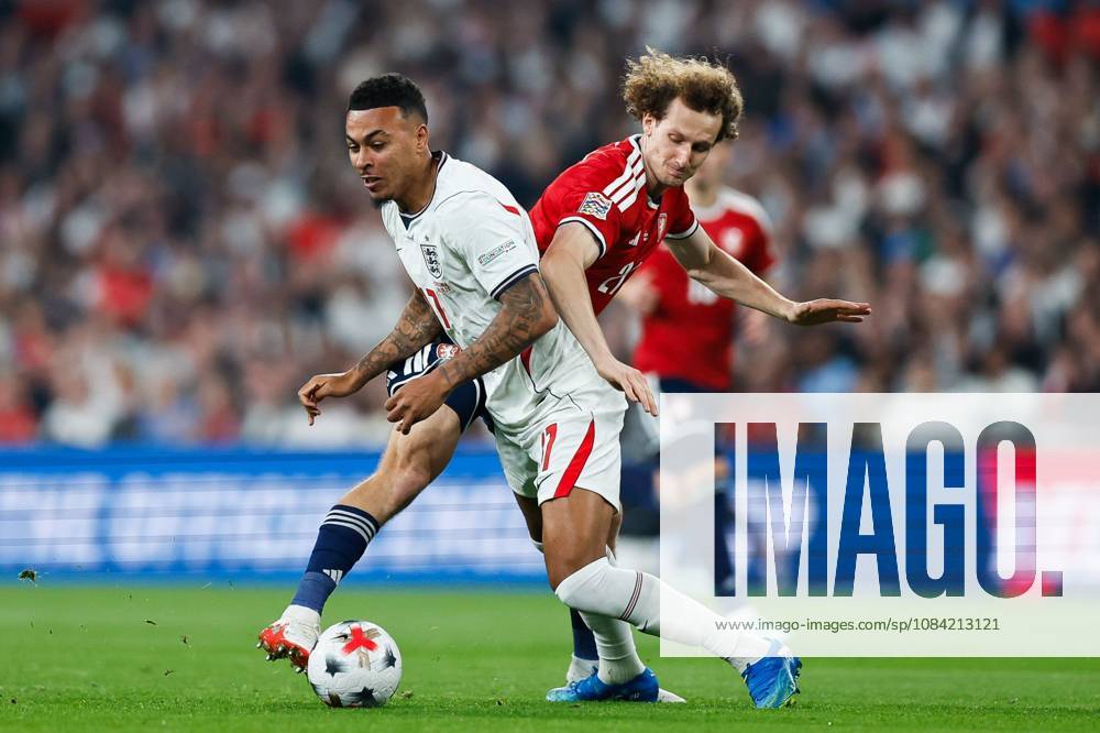 Morgan Rogers of England is tackled by Alex Kral of Czechia England v Czechia, UEFA Nations League, Football, Wembley Stadium, London, UK - 06 Oct 2026London Wembley Stadium United Kingdom