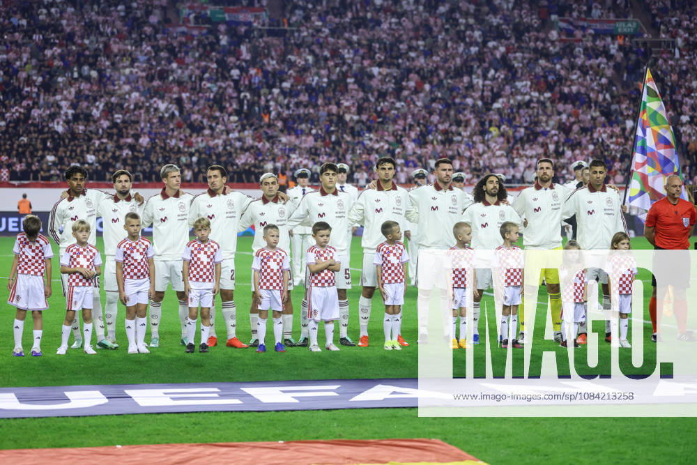 Croatia v Spain - UEFA Nations League 2026 27 Group A3 MD4 Players of Spain line up for national anthems prior to the UEFA Nations League 2026 27 group phase match between Croatia and Spain at Stadion Poljud on October 6, 2026 in Split, Croatia. SanjinxStrukic PIXSELL