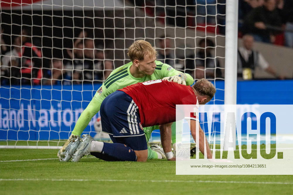 UEFA Nations League, England vs. Czech Republic: Lukas Hornicek of the Czech Republic was beaten by his own teammate, Vladimir Coufal of the Czech Republic, who scored an own goal in London
