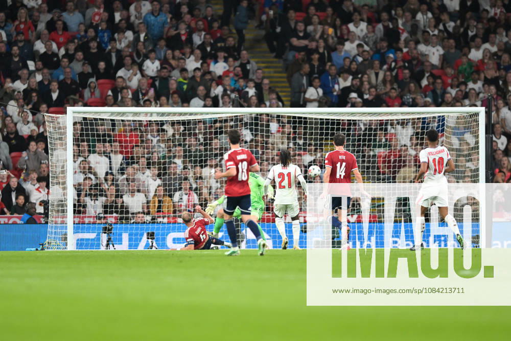 England take the lead in the first half through an own goal from Vladimir Coufal of Czechia after trying to clear a cross from Harry Kane of England during the Nations League match between England and Czechia at Wembley Stadium, London, England on 6 October 2026.