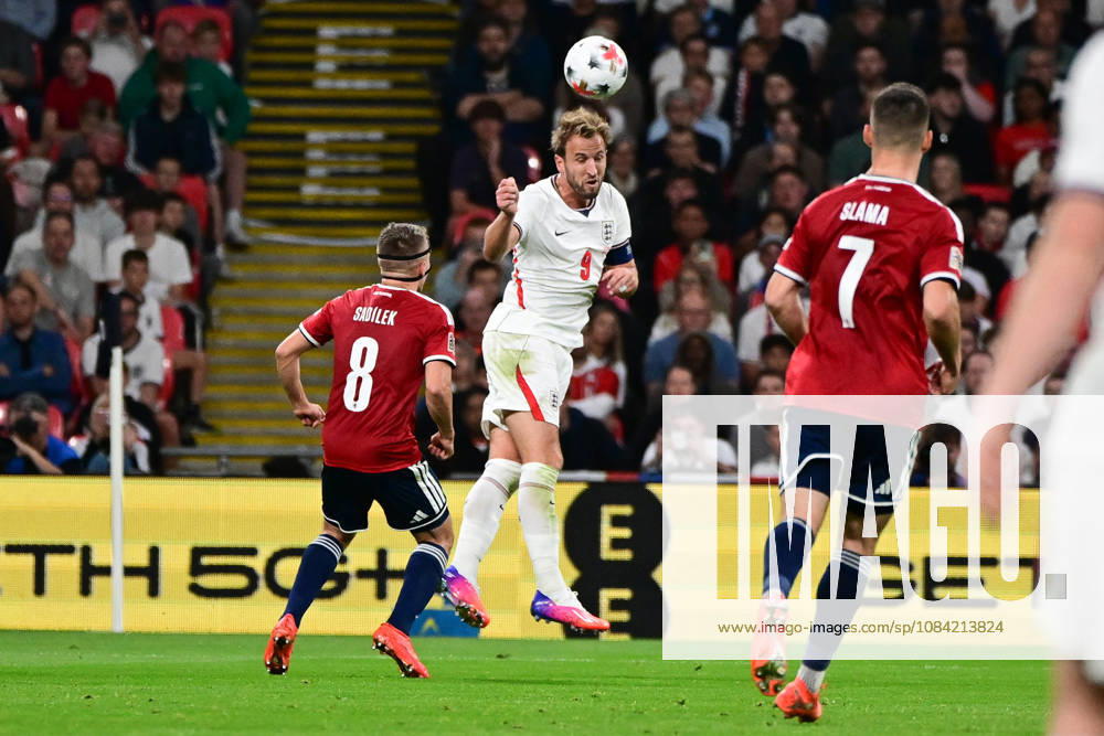 England v Czechia, UEFA Nations League England forward Harry Kane (9) heads the ball during the UEFA Nations League match between England and Czechia at Wembley Stadium, London, UK on 6 October 2026. London Wembley Stadium Greater London UK Editorial use only ,