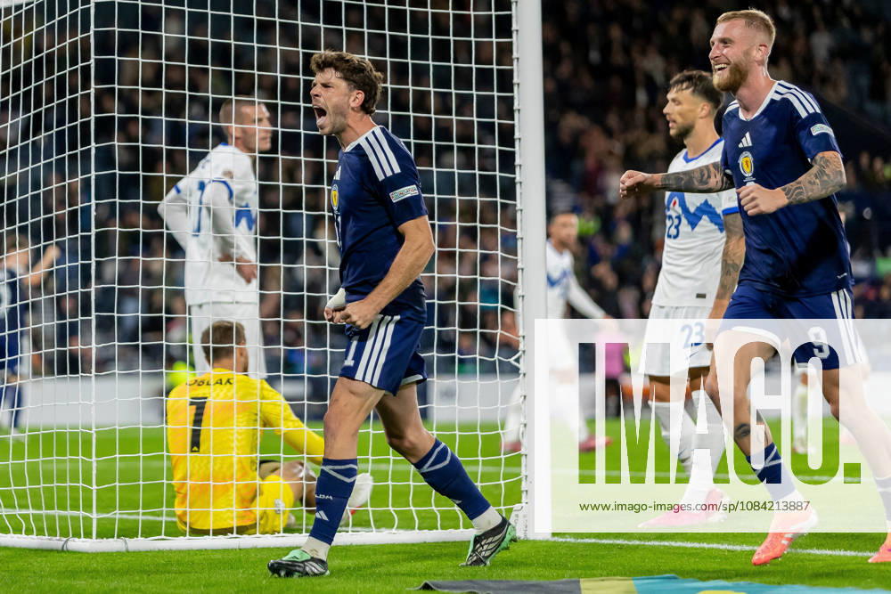 Scotland v Slovenia, UEFA Nations League GOAL! 1-0 Ryan Christie of Scotland national team, Nationalteam celebrates the opening goal during the UEFA Nations League League B Group B1 between Scotland and Slovenia. Barclays Hampden, Hampden Park, Glasgow, Scotland. 6 October 2026. Hampden Park Barclays Hampden Glasgow Scotland Editorial use only ,