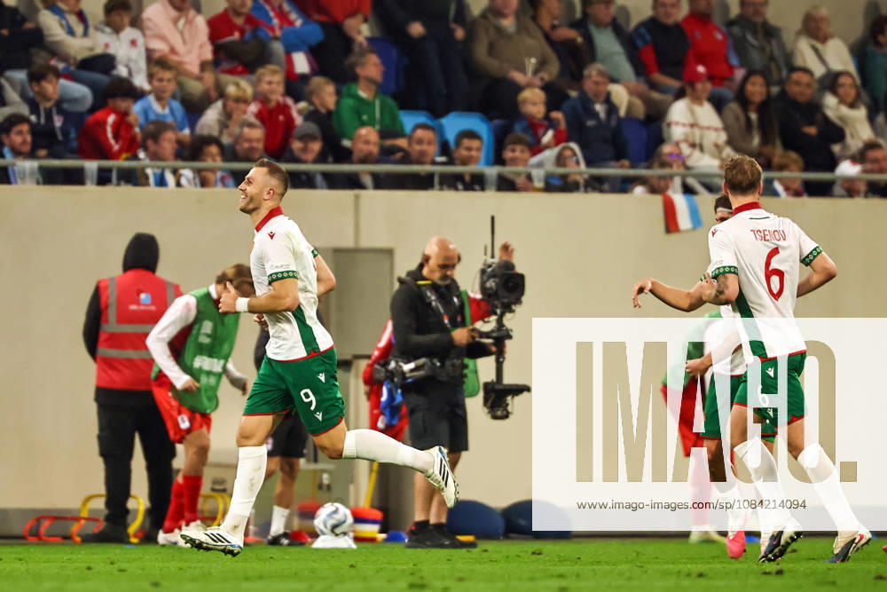 LUX, Soccer, Men s, Nations League, Matchday 4, Luxembourg vs. Bulgaria; Atanas Iliev (Bulgaria) scores in the 9th minute to make it 2–0 for Bulgaria; Luxembourg, Stade de Luxembourg, Gasperich, Luxembourg