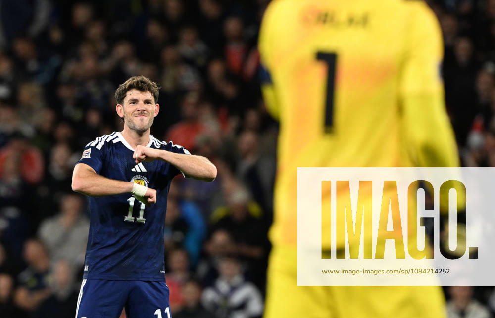 Glasgow, Scotland, 6th October 2026. Ryan Christie of Scotland scores the opening goal during the Scotland vs Slovenia UEFA Nations League match at Hampden Park, Glasgow. Picture credit should read: Neil Hanna Sportimage . SPI_020_NH_Scotland_Slovenia SPI-5054-0020