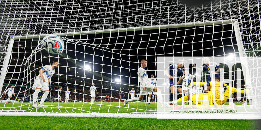 Scotland v Slovenia: Ryan Christie of Scotland scores with a backheel