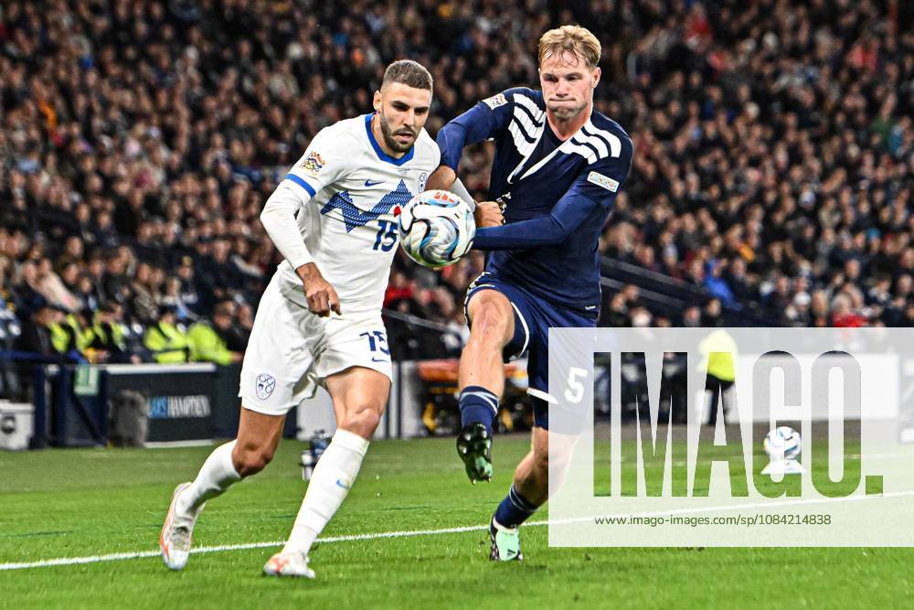 Scotland v Slovenia UEFA Nations League Stephen Welsh of Scotland and Danijel Sturm of Slovenia during the UEFA Nations League match at Barclays Hampden, Glasgow 06 10 2026 UK Newspapers OUT