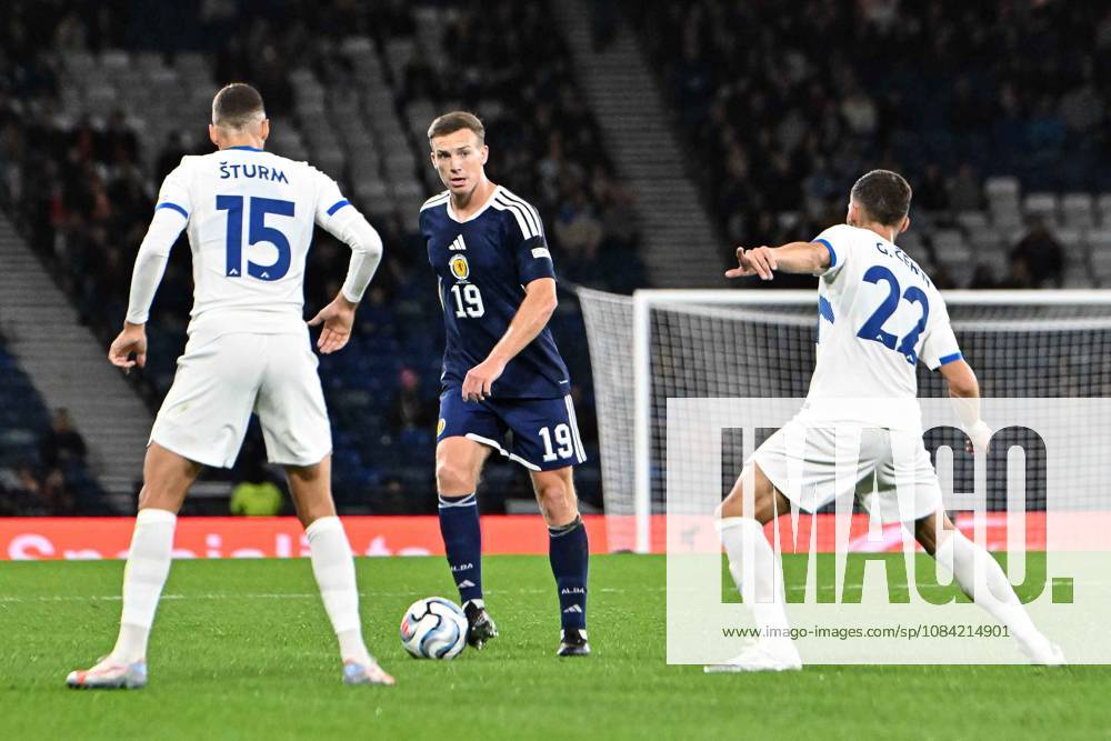 Scotland v Slovenia UEFA Nations League Lewis Ferguson of Scotland and Danijel Sturm and Adam Gnezda Cerin of Slovenia during the UEFA Nations League match at Barclays Hampden, Glasgow 06 10 2026 UK Newspapers OUT