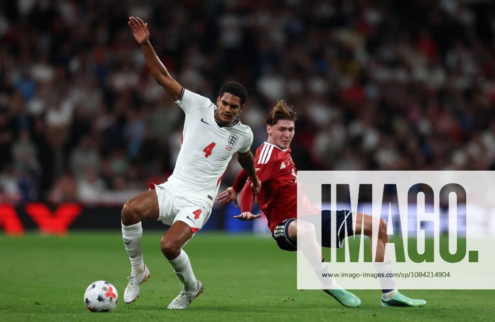 Jarell Quansah of England with Ryan Naderi of Czechia England v Czech Republic - UEFA Nations League - League A - Group 3. Football. Wembley Stadium, London, UK. 6 OCT 2026Wembley Wembley Stadium LONDON United Kingdom