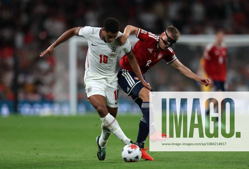 Jude Bellingham of England with Michal Sadilek of Czechia England v Czech Republic - UEFA Nations League - League A - Group 3. Football. Wembley Stadium, London, UK. 6 OCT 2026Wembley Wembley Stadium LONDON United Kingdom