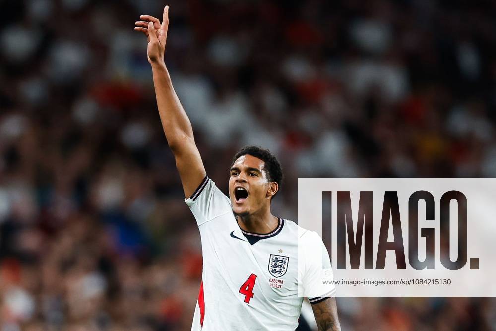 Jarell Quansah of England shouts instructions to his team-mates England v Czechia, UEFA Nations League, Football, Wembley Stadium, London, UK - 06 Oct 2026London Wembley Stadium United Kingdom