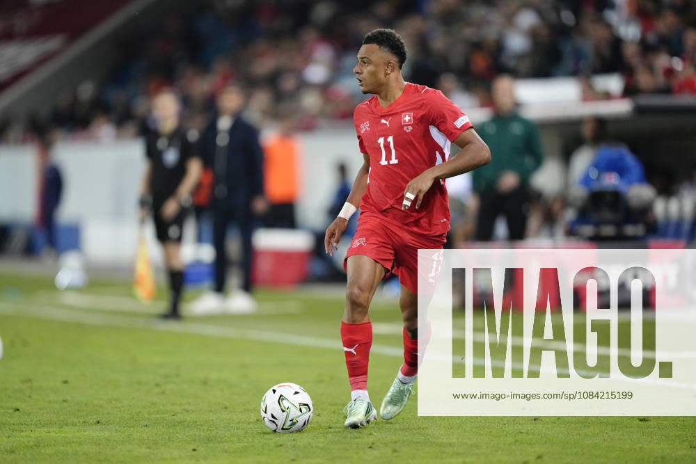 Dan Ndoye (11 SUI) during the UEFA Nations League match between Switzerland and North Macedonia at thermoplan arena on October 06, 2026 in Luzern, Switzerland.