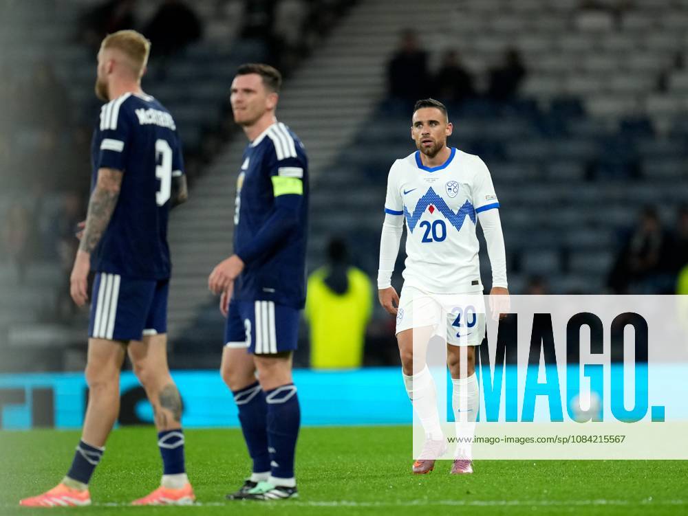 Aljosa Matko of Slovenia celebrates scoring to tie the game 1-1. Scotland v Slovenia, Football, UEFA Nation s League, Group B1, Hampden Park, Glasgow, UK, Hampden Park, Glasgow, Scotland, Scotland, UK - 06 Oct 2026Glasgow Hampden Park Scotland United Kingdom