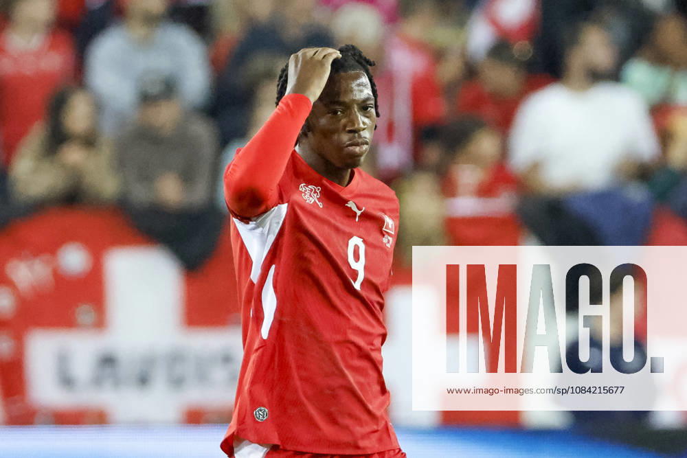 Johan Manzambi Switzerland, 09, Facial Expressions, Emotion, Switzerland, UEFA, Nations League, Matchday 4, Switzerland vs. North Macedonia, October 6, 2026, Lucerne Swissporarena, Switzerland