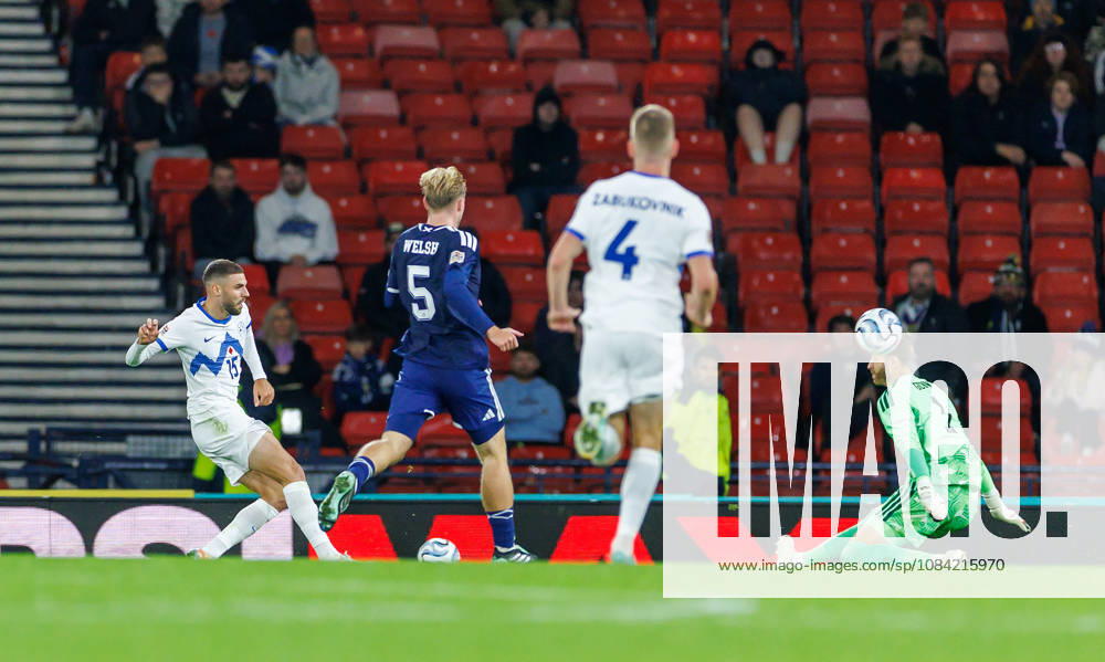 Scotland v Slovenia, UEFA Nations League, League B Group 1 : Danijel Sturm misses chance to give Slovenia the lead