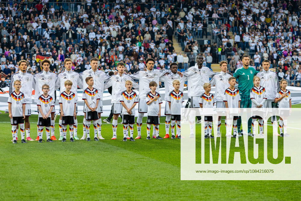 The Germany U21 players during the national anthem GER, Germany GER vs. Georgia GEO, soccer, UEFA U21 European Championship Qualifiers, Group F, Matchday 13, 2026–2027 season, October 6, 2026 GER, Germany GER vs. Georgia GEO, soccer, UEFA U-21 European Championship Qualifiers, Group F, Matchday 13, 2026–2027 season, October 6, 2026, Bielefeld